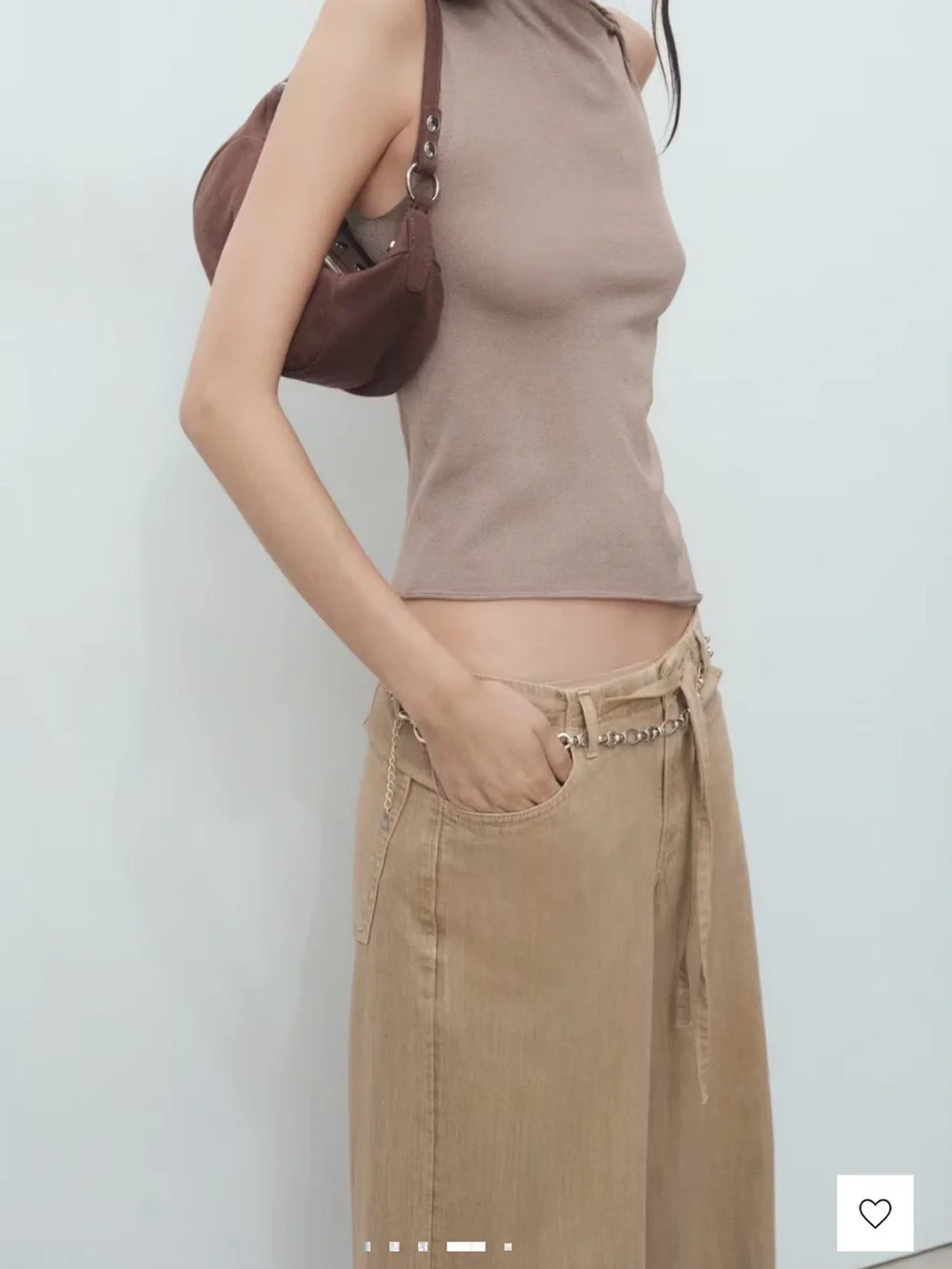 Wide leg denim trousers with belt